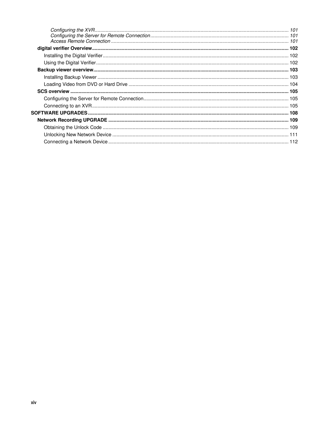 Toshiba XVR16-120-X, XVR4-120-X user manual Software Upgrades, Xiv 