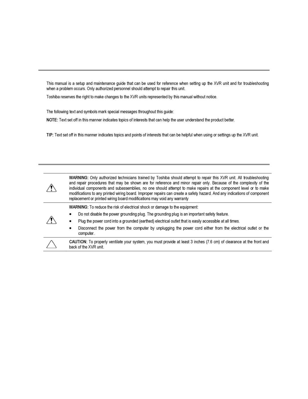 Toshiba XVR4-120-X, XVR16-120-X user manual Preface, About this Guide, Technician Notes 