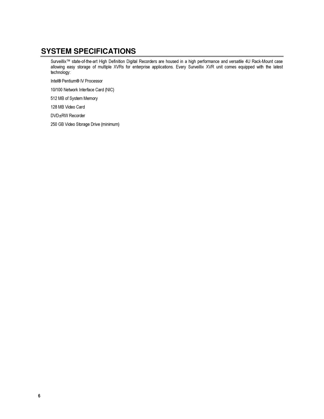 Toshiba XVR16-120-X, XVR4-120-X user manual System Specifications 