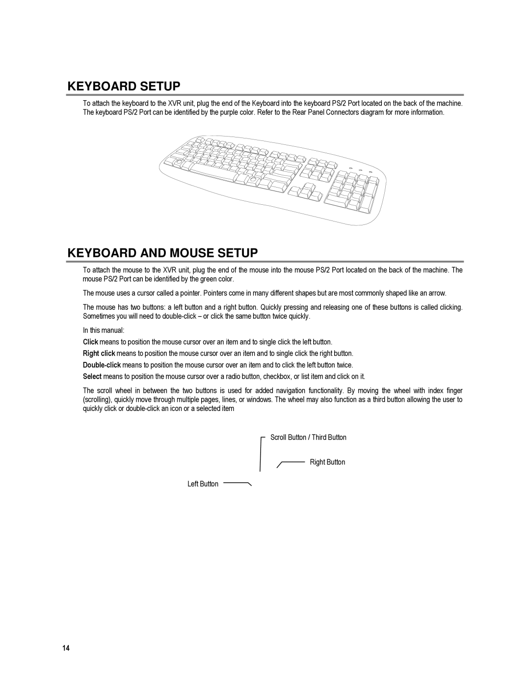 Toshiba XVR16-120-X, XVR4-120-X user manual Keyboard Setup, Keyboard and Mouse Setup 