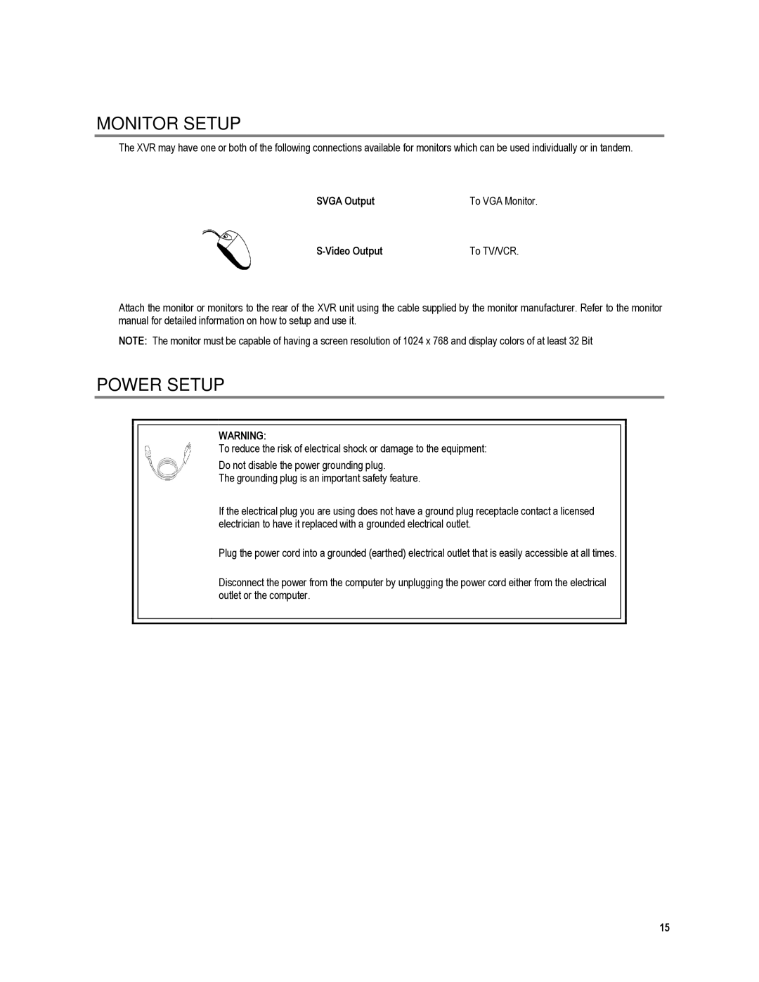 Toshiba XVR4-120-X, XVR16-120-X user manual Monitor Setup, Power Setup 