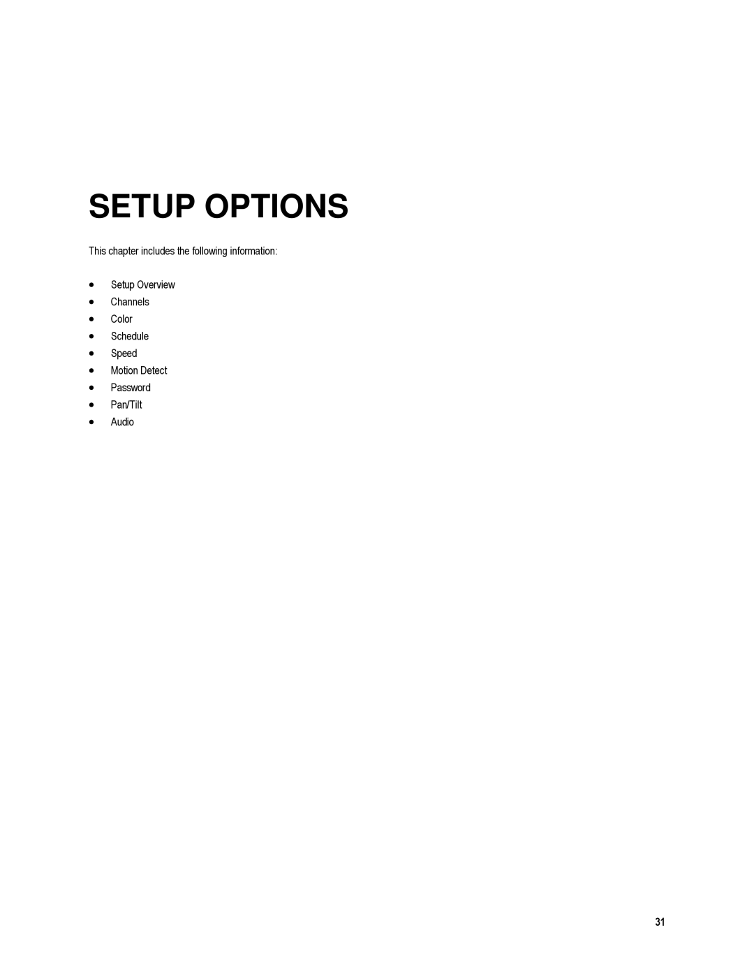 Toshiba XVR4-120-X, XVR16-120-X user manual Setup Options 