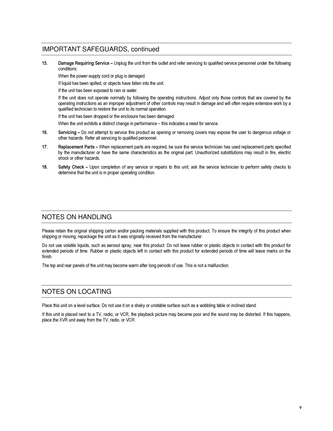 Toshiba XVR4-120-X, XVR16-120-X user manual Important Safeguards 