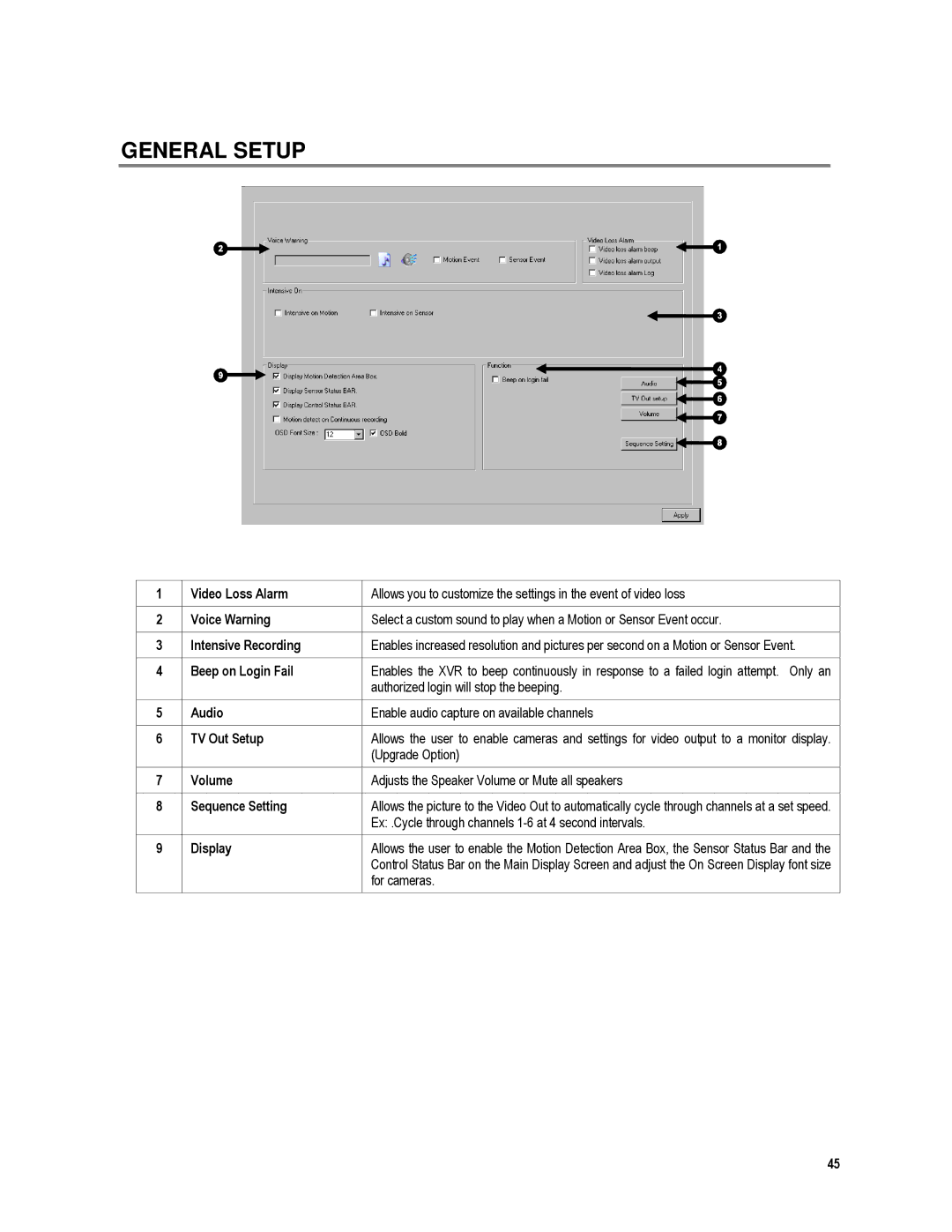 Toshiba XVR4-120-X, XVR16-120-X user manual General Setup 