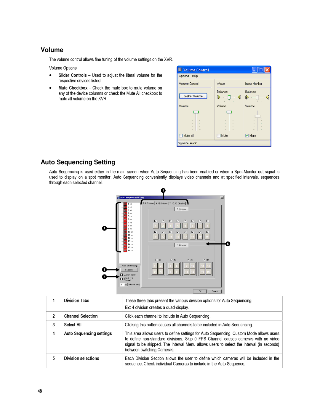 Toshiba XVR16-120-X, XVR4-120-X user manual Volume, Auto Sequencing Setting 