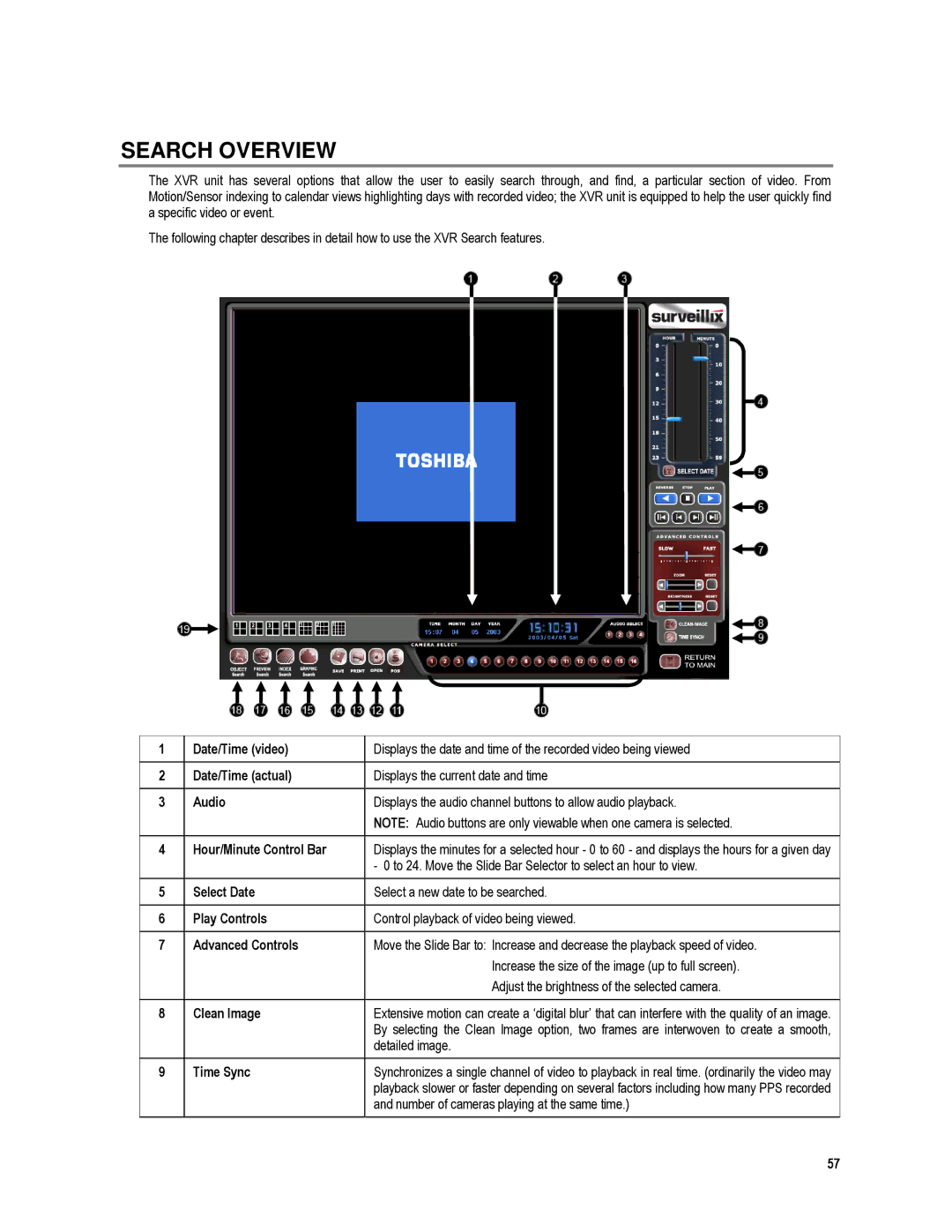 Toshiba XVR4-120-X, XVR16-120-X user manual Search Overview 