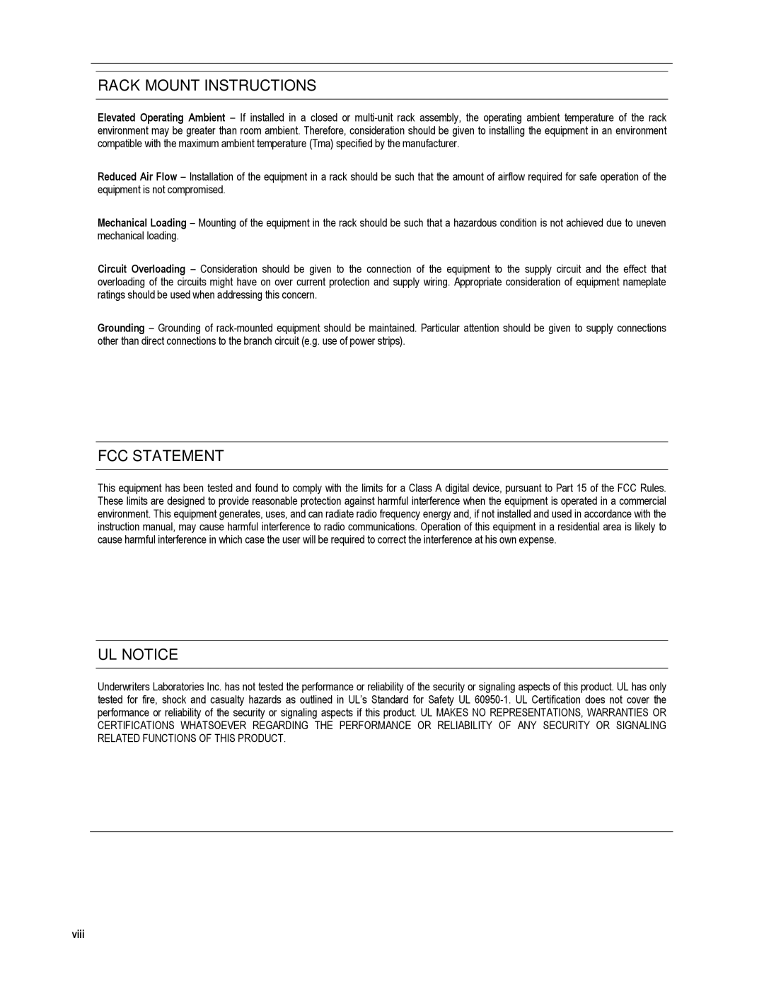 Toshiba XVR16-120-X, XVR4-120-X user manual Rack Mount Instructions, Viii 