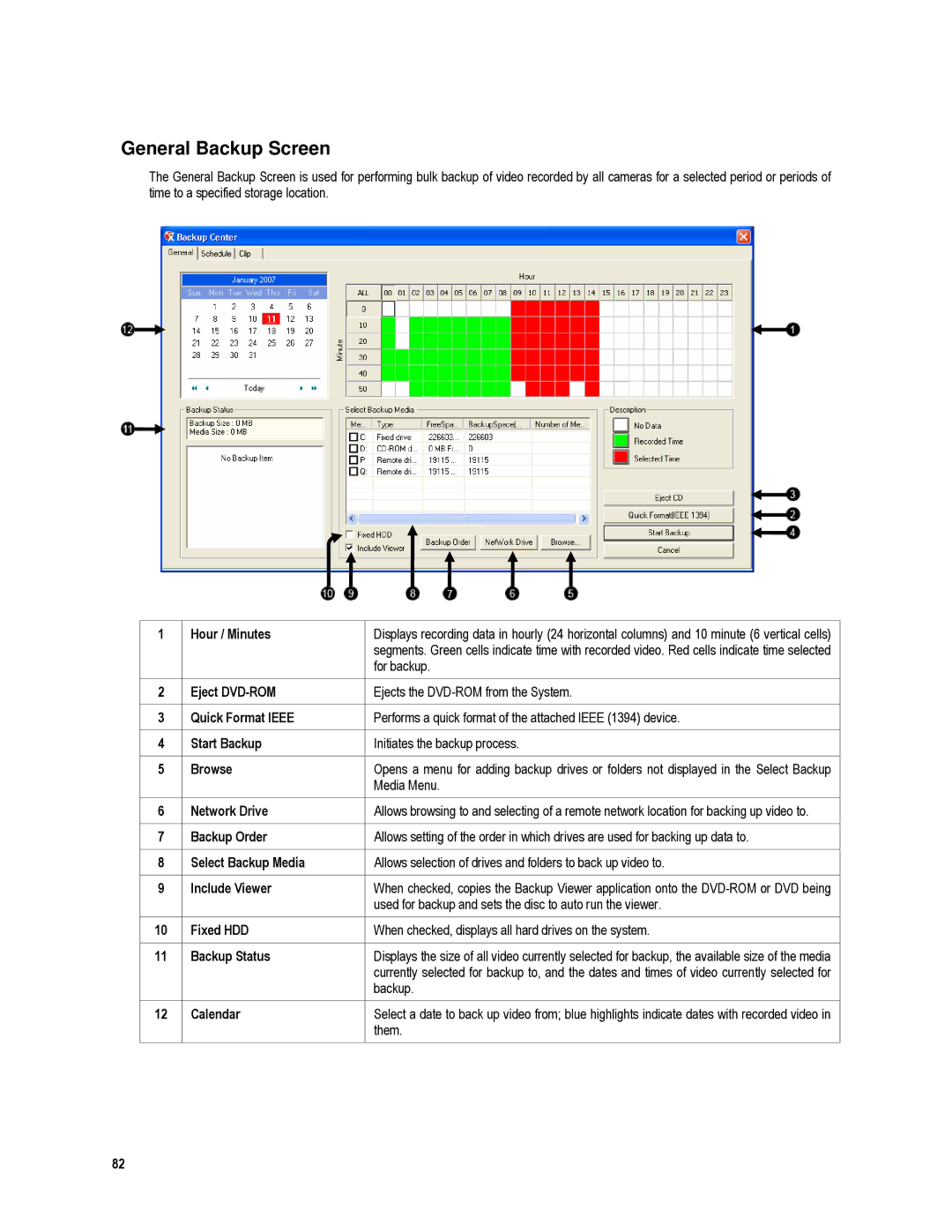 Toshiba XVR16-120-X, XVR4-120-X user manual General Backup Screen 