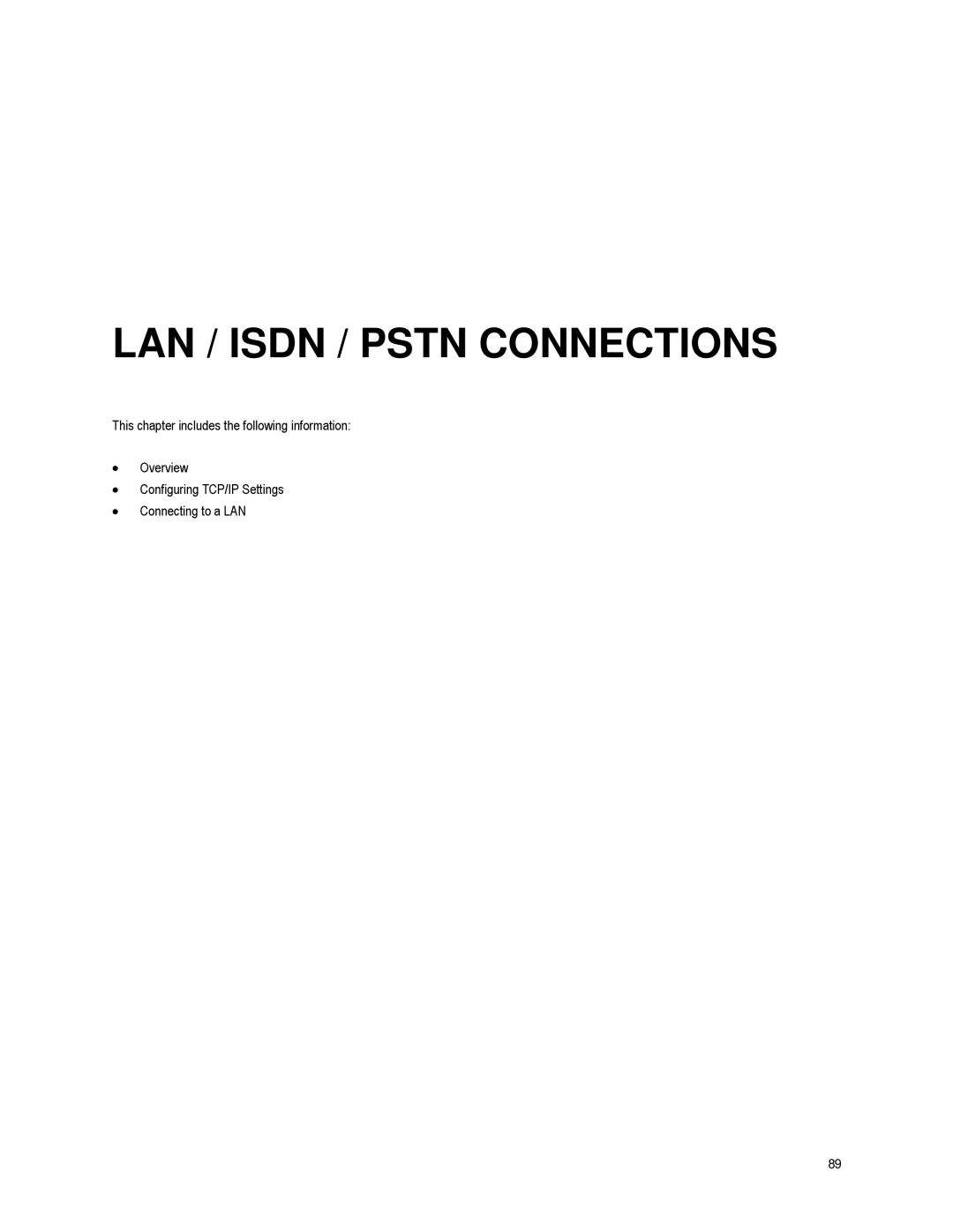 Toshiba XVR16-60-X user manual LAN / Isdn / Pstn Connections 