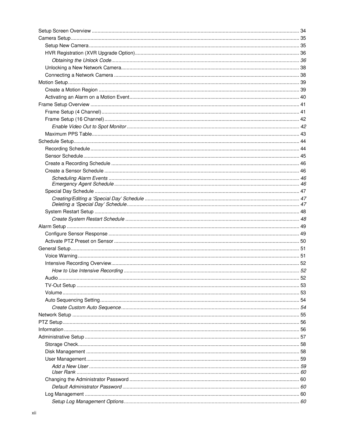 Toshiba XVR16-60-X user manual Obtaining the Unlock Code, Xii 