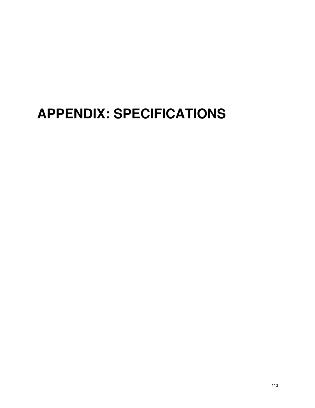 Toshiba XVR16-60-X user manual Appendix Specifications, 113 