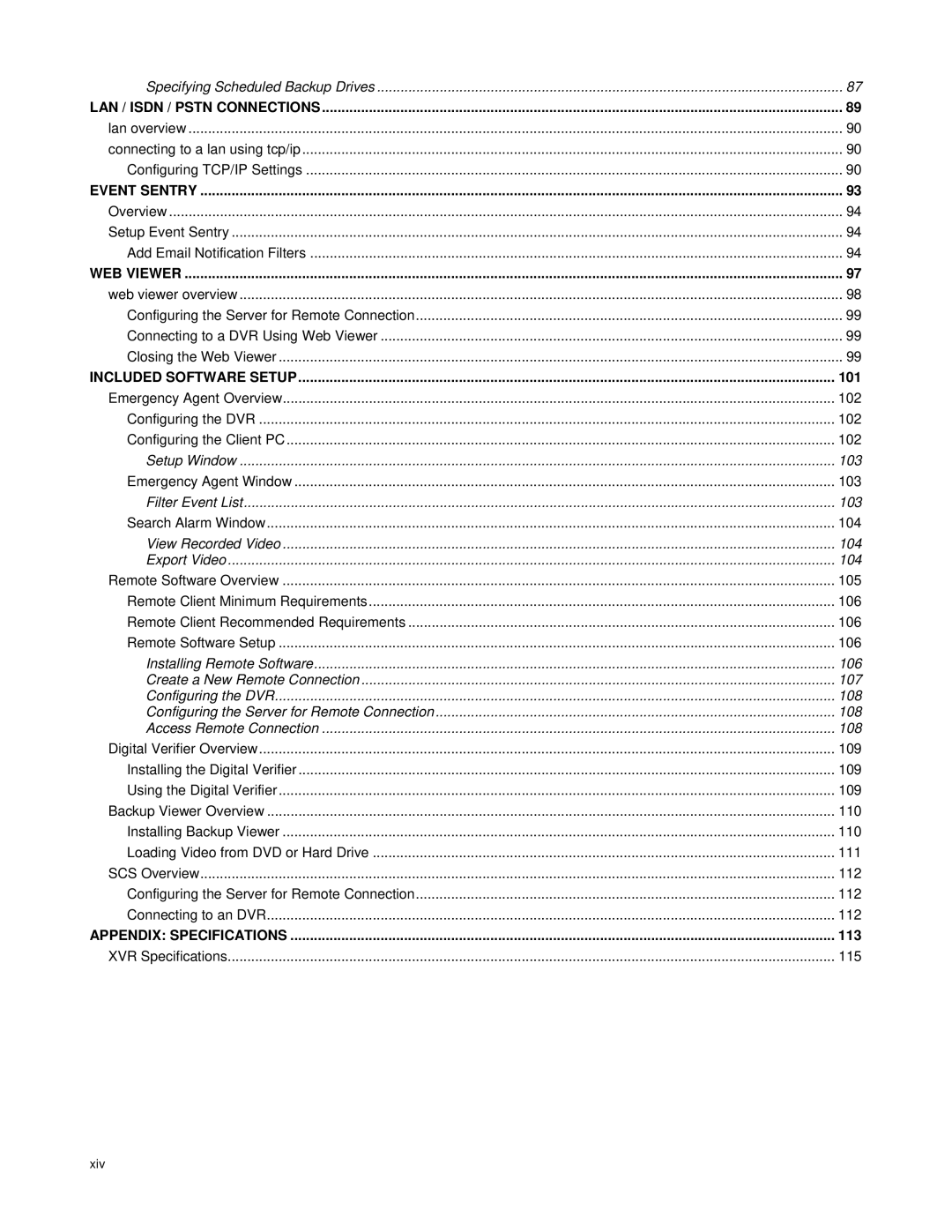 Toshiba XVR16-60-X user manual WEB Viewer, Xiv 