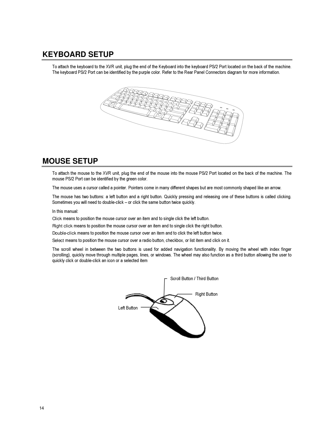 Toshiba XVR16-60-X user manual Keyboard Setup, Mouse Setup 