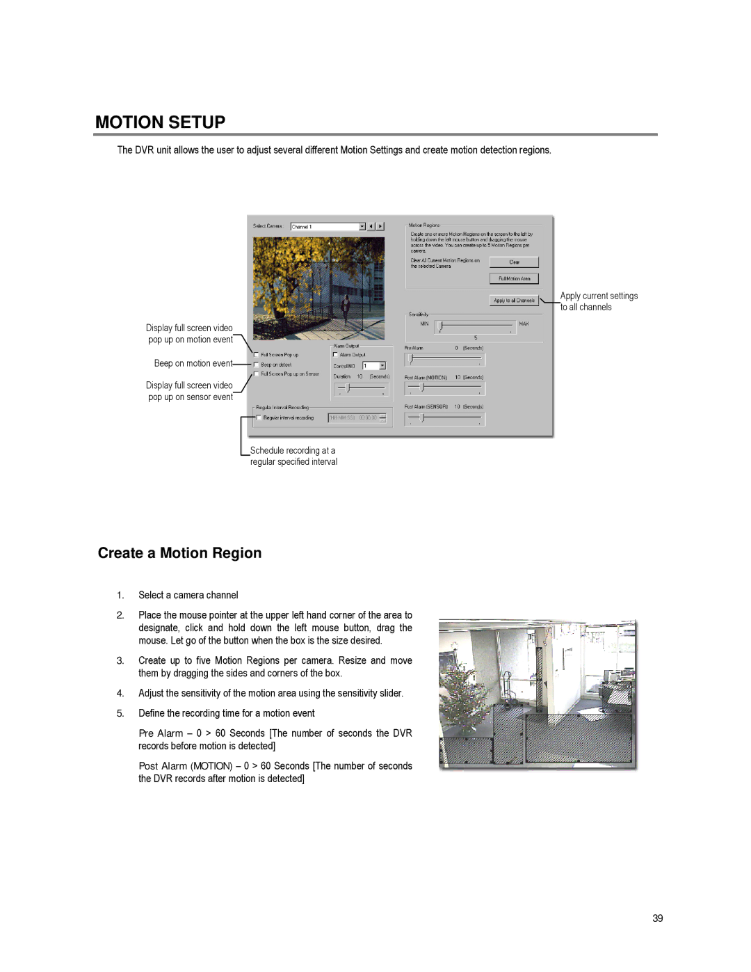 Toshiba XVR16-60-X user manual Motion Setup, Create a Motion Region 