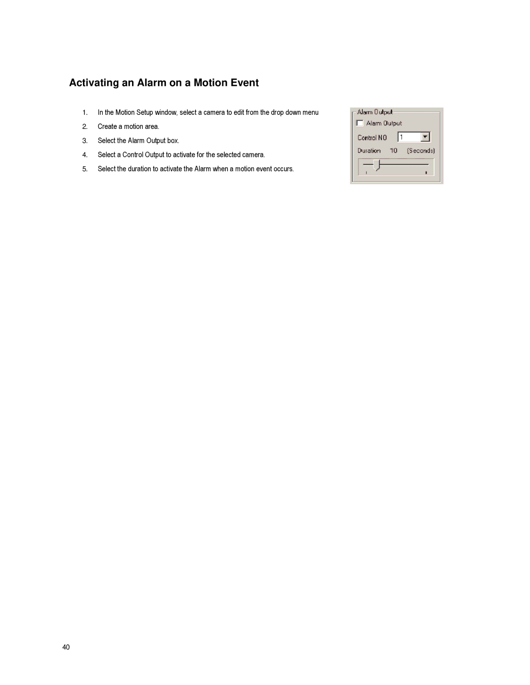 Toshiba XVR16-60-X user manual Activating an Alarm on a Motion Event 