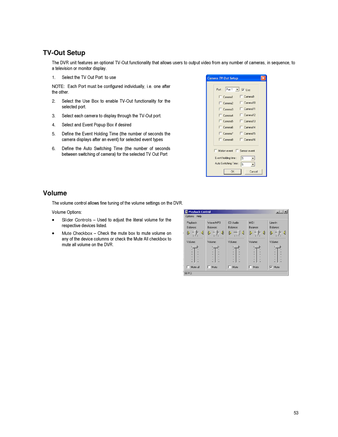 Toshiba XVR16-60-X user manual TV-Out Setup, Volume 