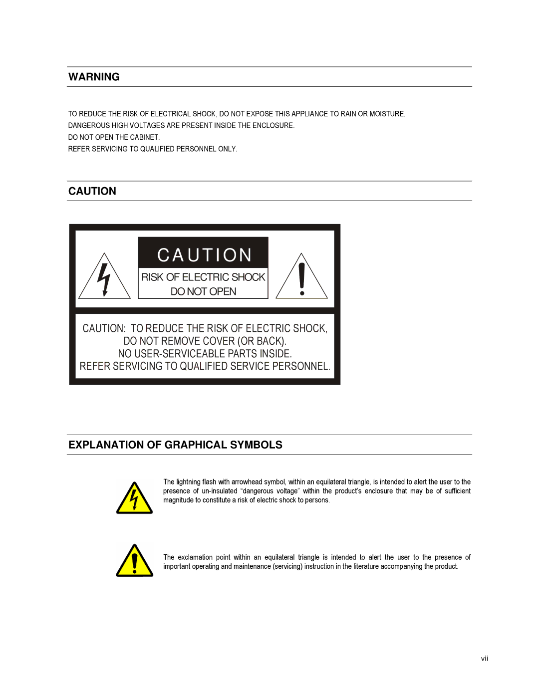 Toshiba XVR16-60-X user manual U T I O N, Vii 