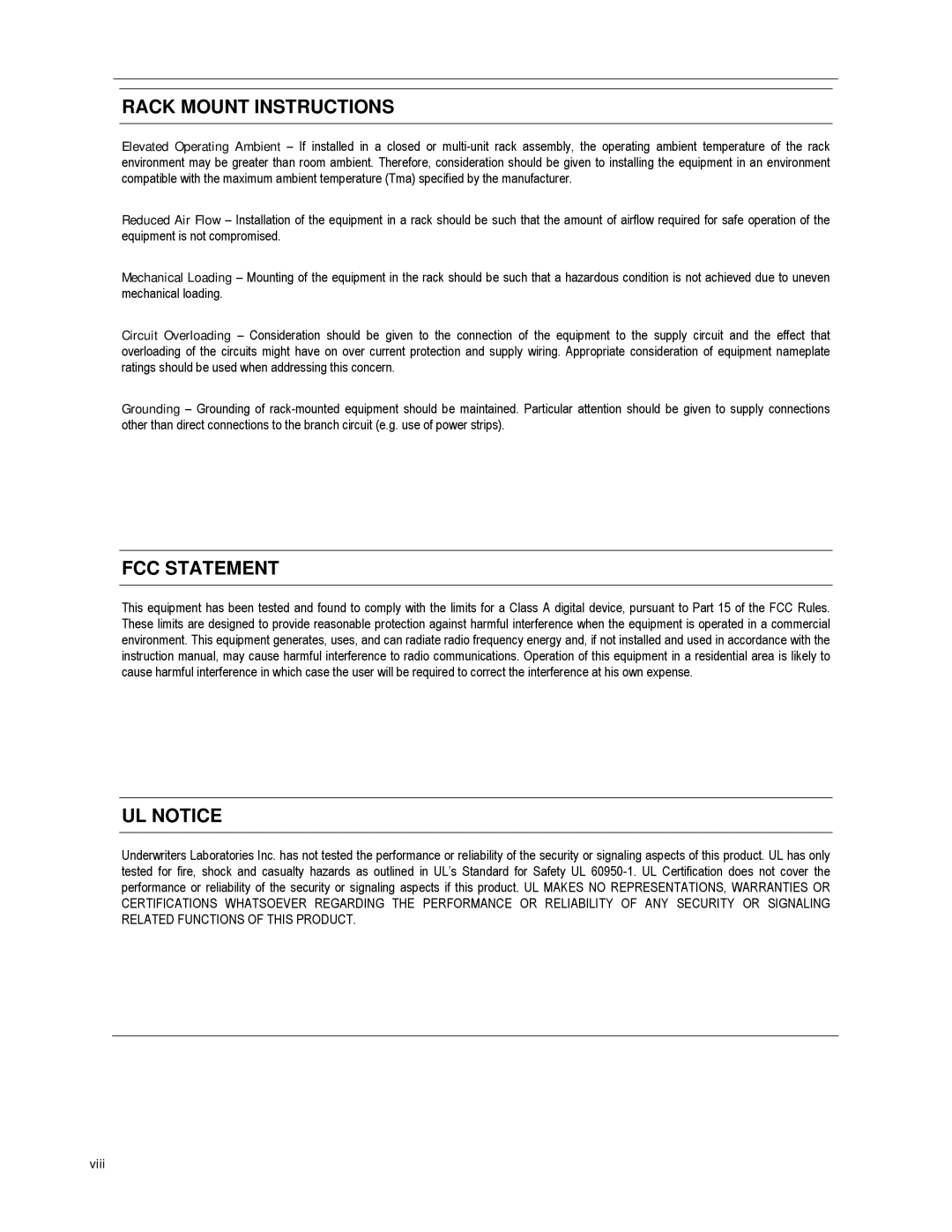 Toshiba XVR16-60-X user manual Rack Mount Instructions, Viii 