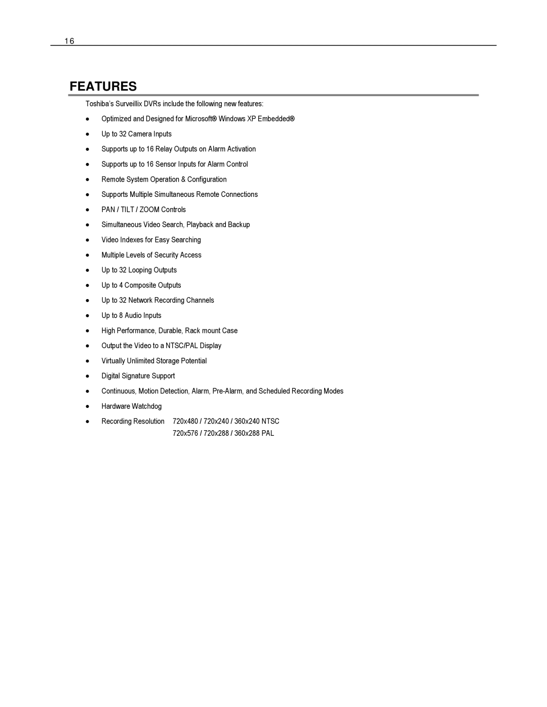 Toshiba HVS Series, XVS Series, DVS Series manual Features 