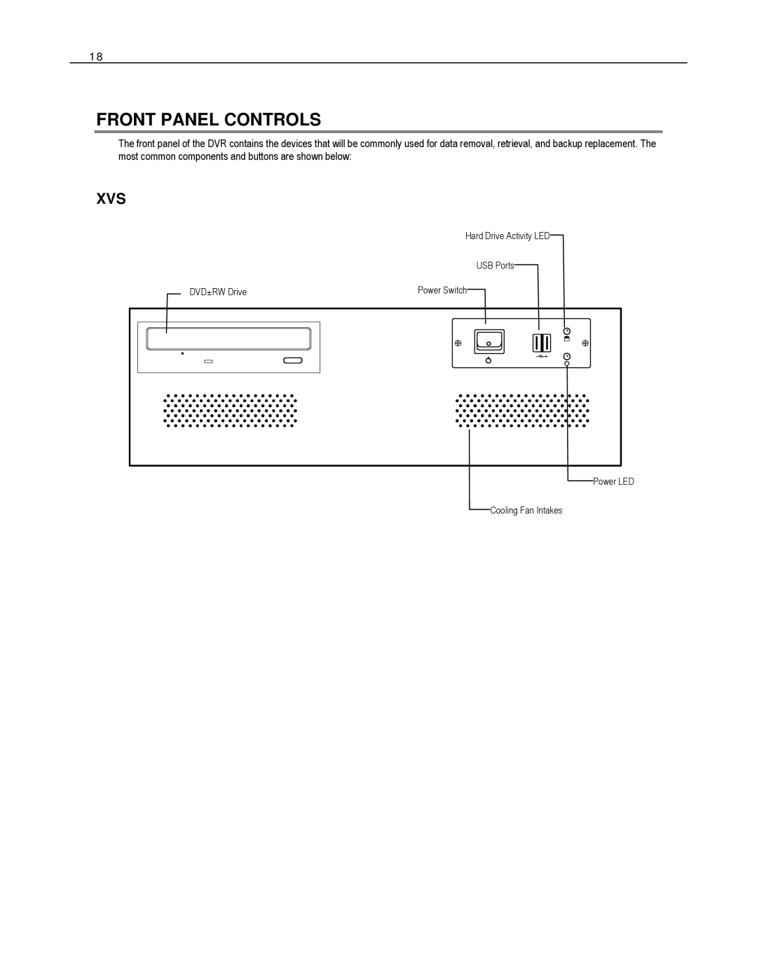 Toshiba XVS Series, HVS Series, DVS Series manual Front Panel Controls, Xvs 