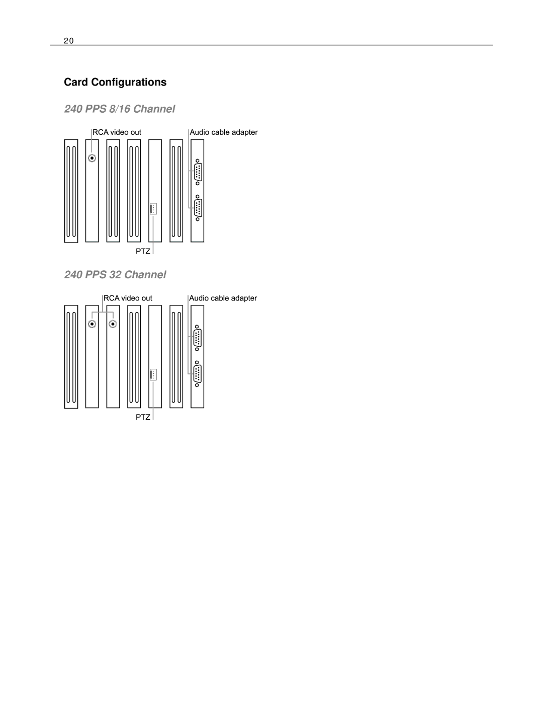 Toshiba DVSe32-240-X, XVSe16-240V-X, DVSe8-240-X, DVSe32-480-X, Digital Video Recorder, XVSe16-240-X manual Card Configurations 