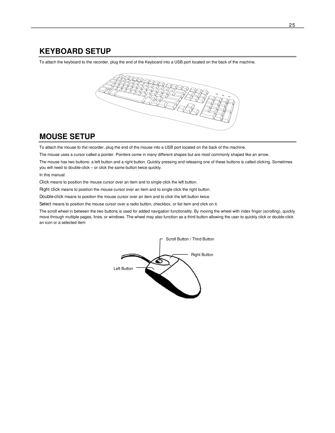 Toshiba DVSe8-240-X, XVSe16-240V-X, DVSe32-480-X, Digital Video Recorder, DVSe32-240-X manual Keyboard Setup, Mouse Setup 