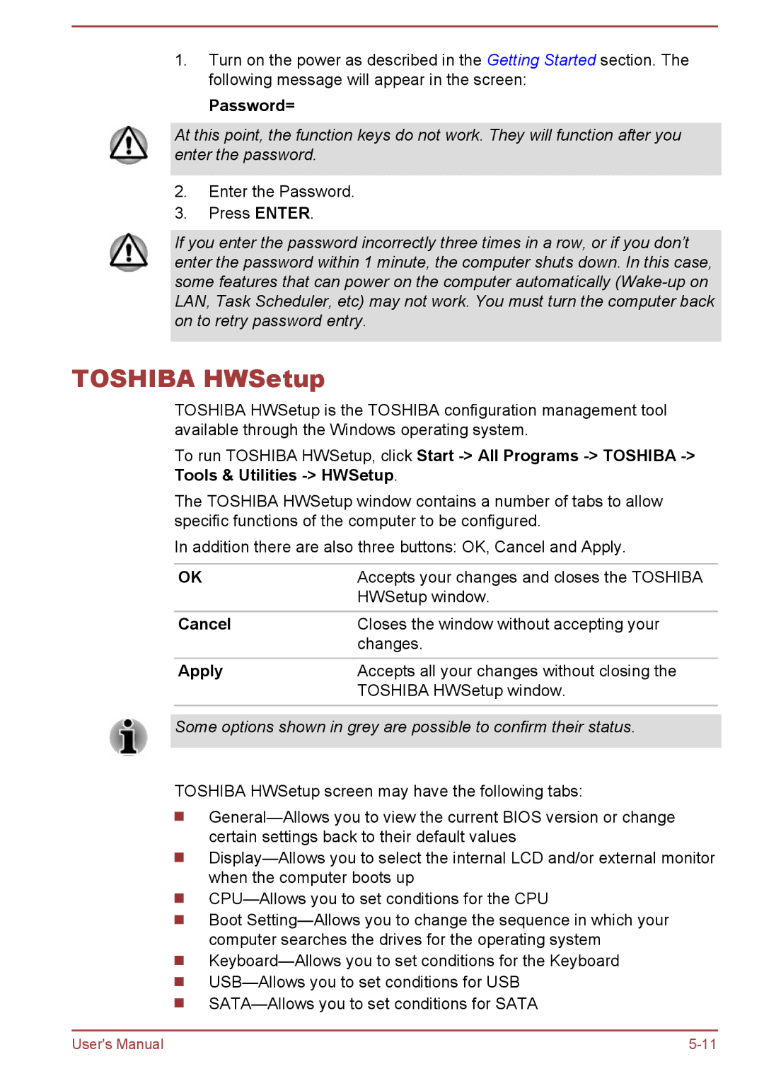 Toshiba Z30t-A, Z30-A, Z40-A, Z50-A user manual Toshiba HWSetup, Password=, Cancel, Apply 