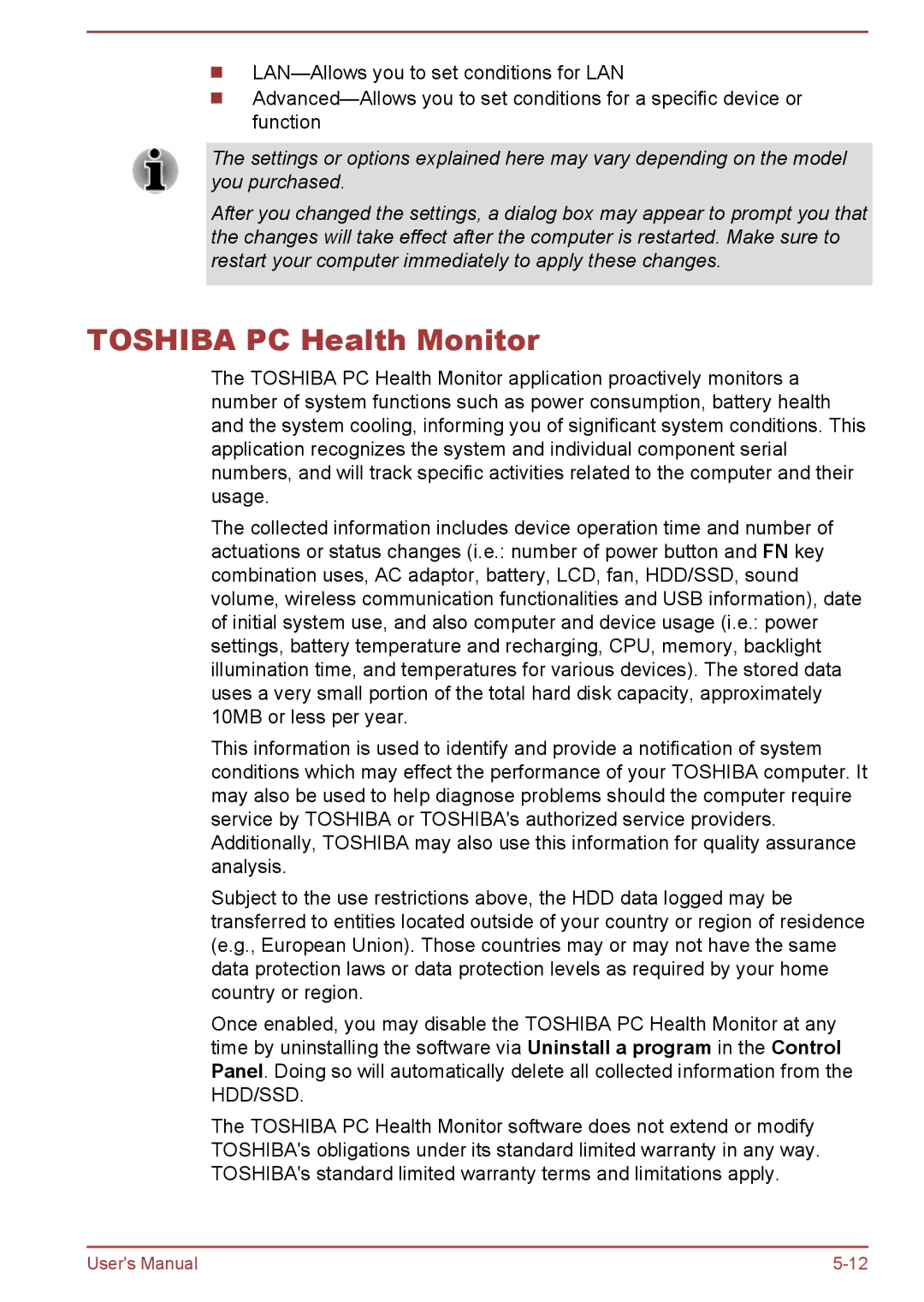 Toshiba Z30-A, Z40-A, Z50-A, Z30t-A user manual Toshiba PC Health Monitor 