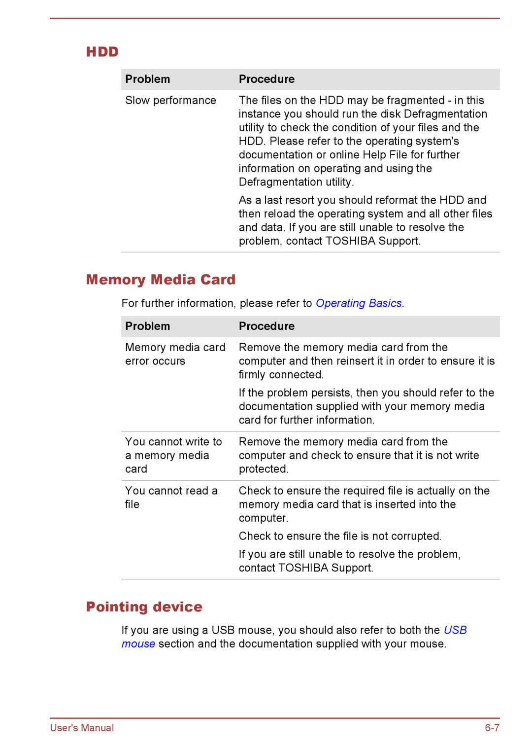 Toshiba Z40-A, Z30-A, Z50-A, Z30t-A user manual Memory Media Card, Pointing device 