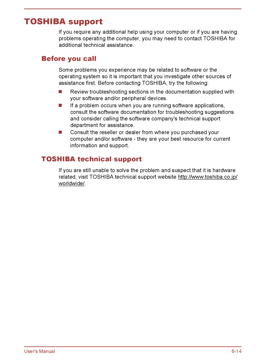 Toshiba Z30-A, Z40-A, Z50-A, Z30t-A user manual Toshiba support, Before you call, Toshiba technical support 