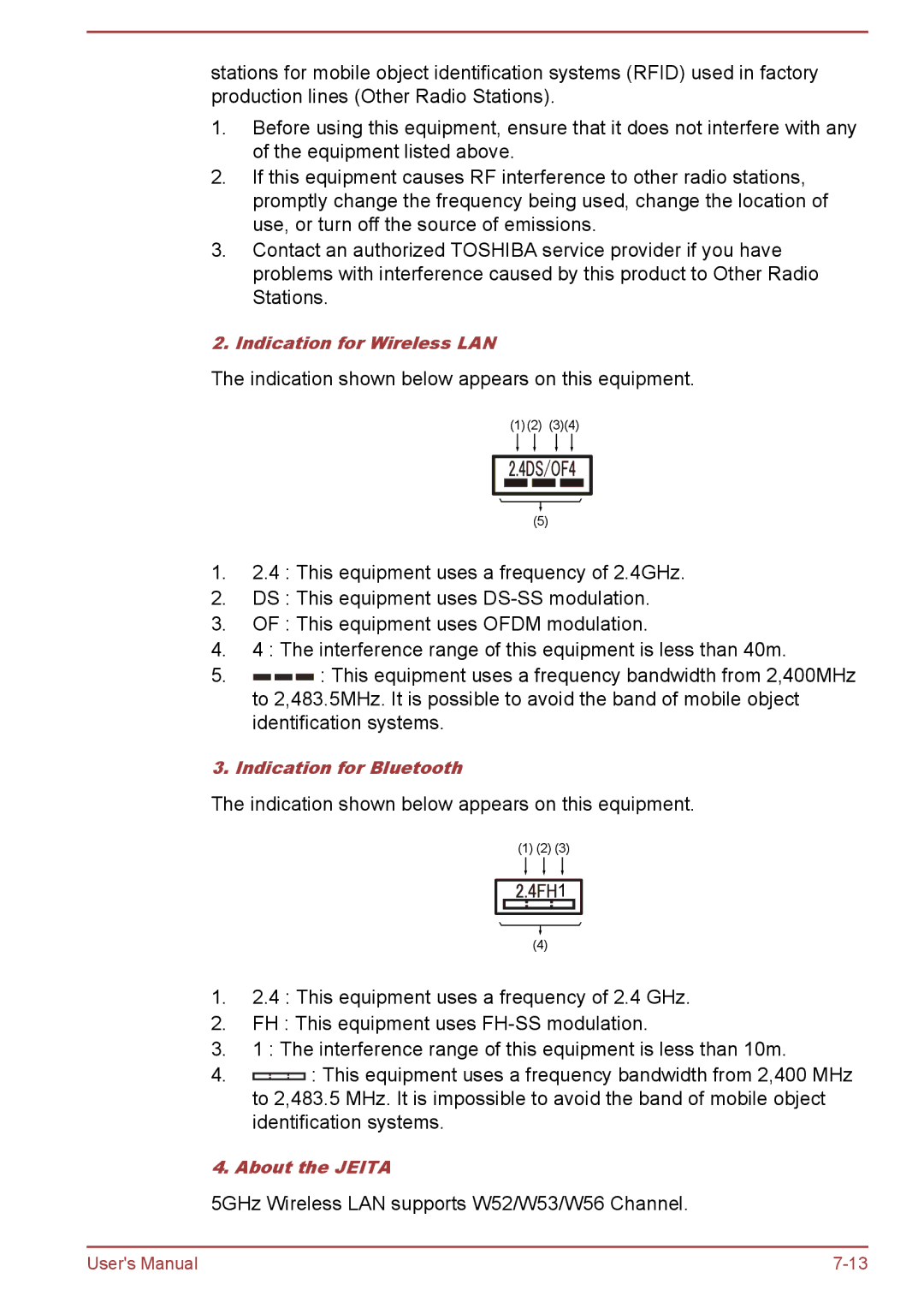 Toshiba Z40-A, Z30-A, Z50-A, Z30t-A user manual 5GHz Wireless LAN supports W52/W53/W56 Channel 