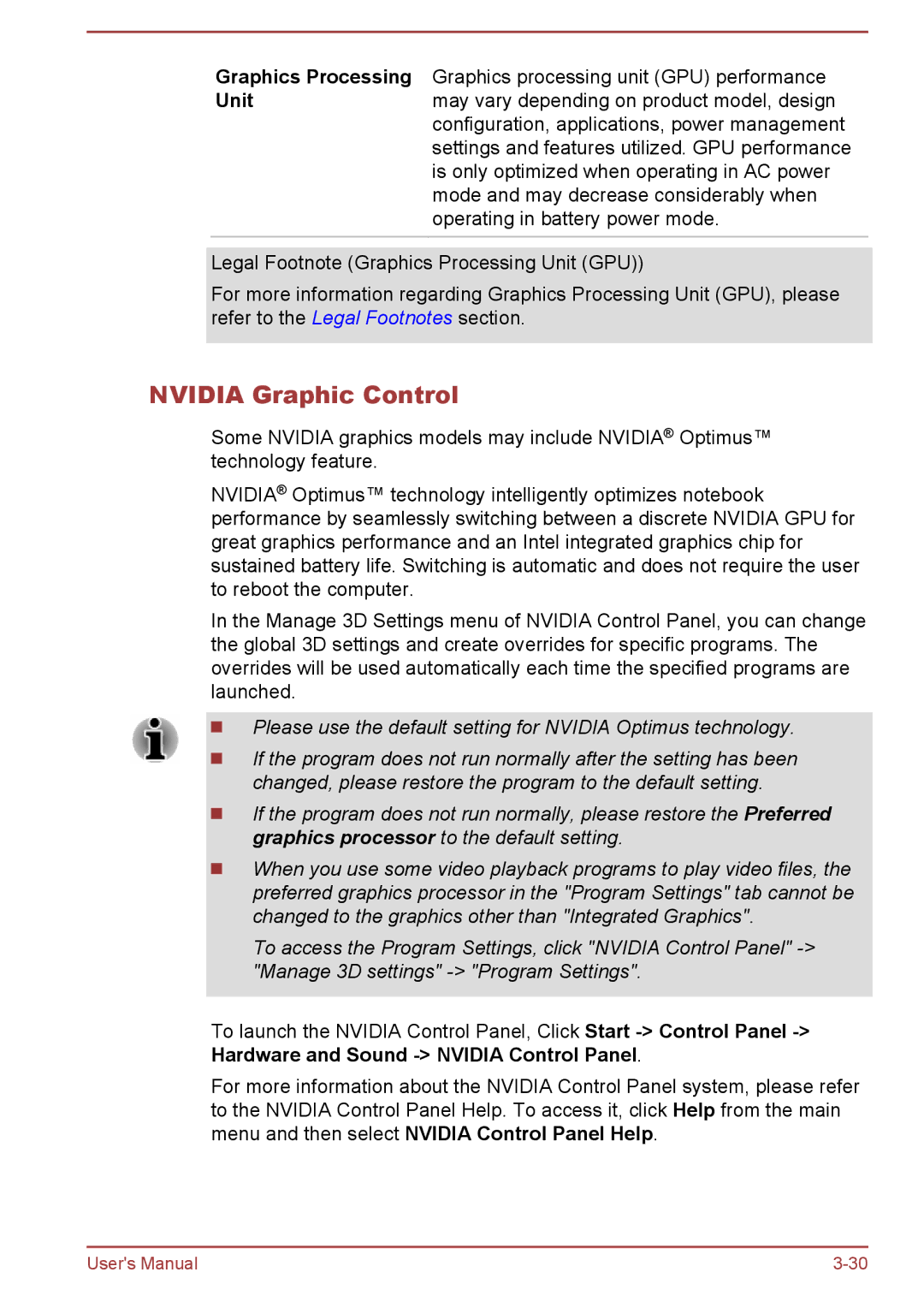 Toshiba Z40-A, Z30-A, Z50-A, Z30t-A user manual Nvidia Graphic Control 