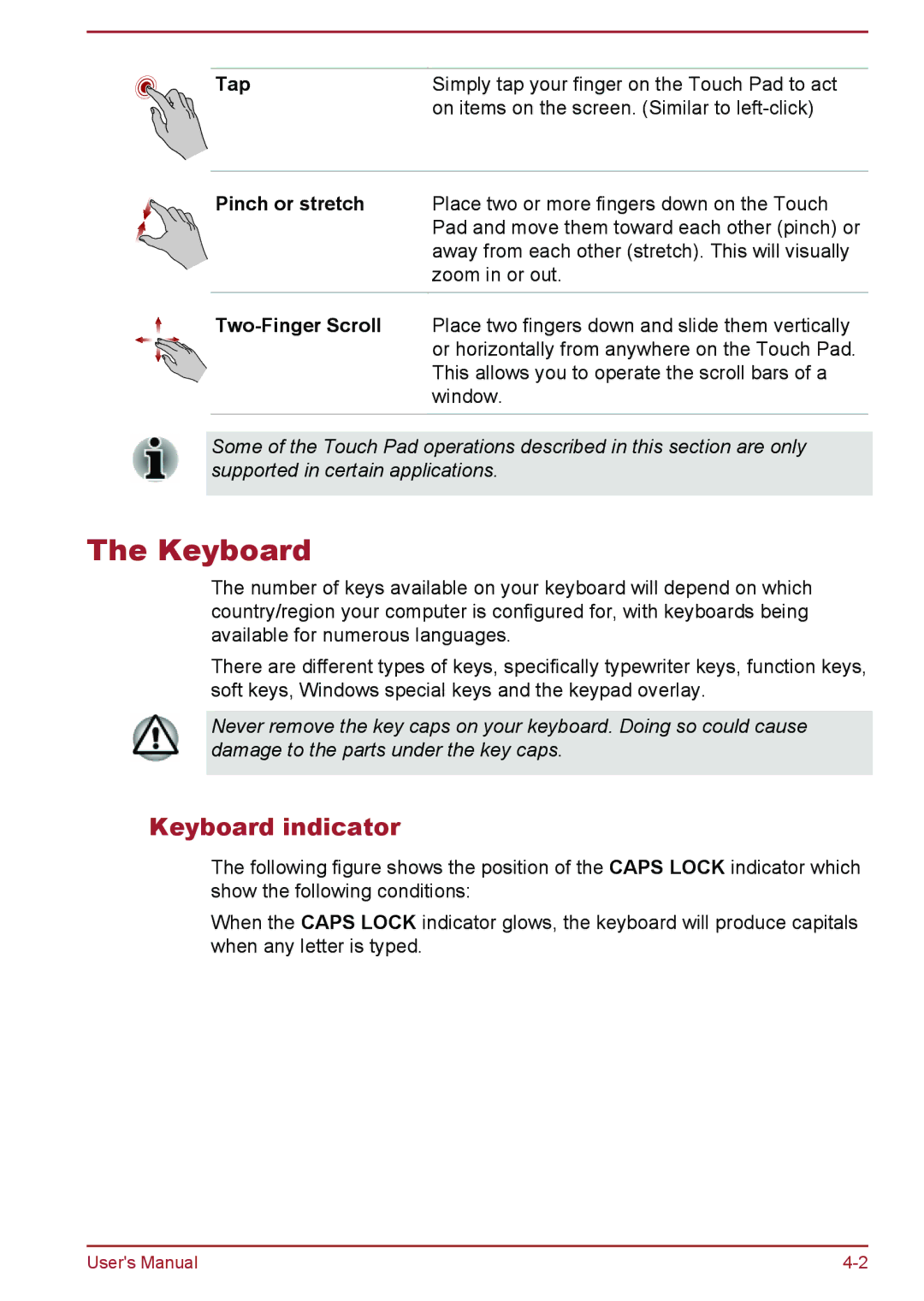 Toshiba Z30-A, Z40-A, Z50-A, Z30t-A user manual Keyboard indicator 