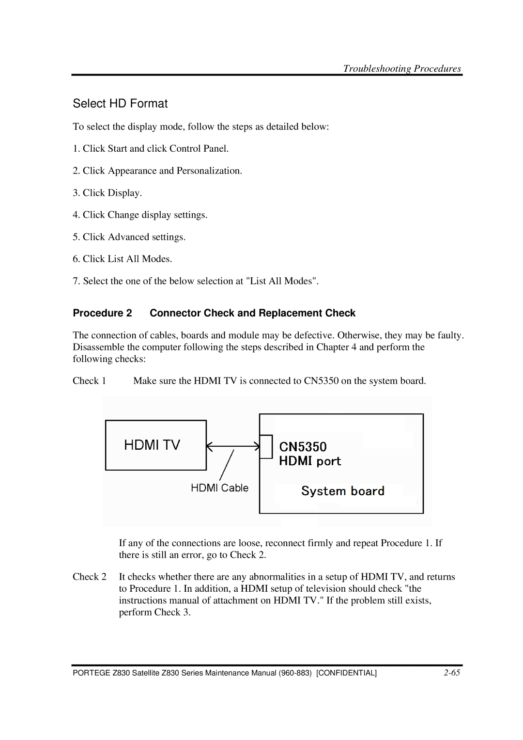 Toshiba Z830 manual Select HD Format 