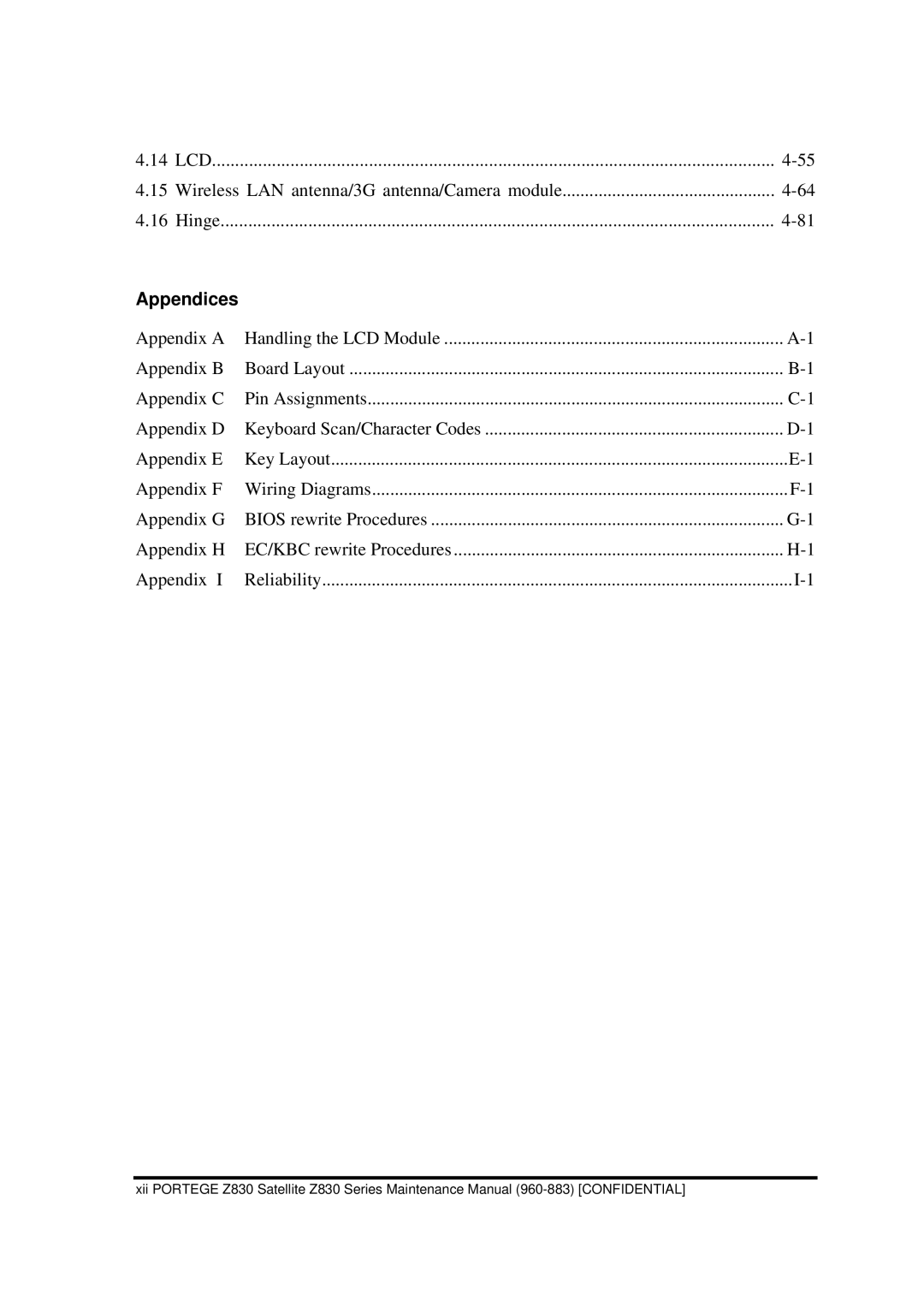 Toshiba Z830 manual Appendices 