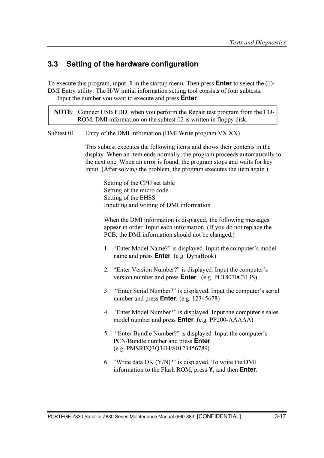 Toshiba Z830 manual Setting of the hardware configuration 