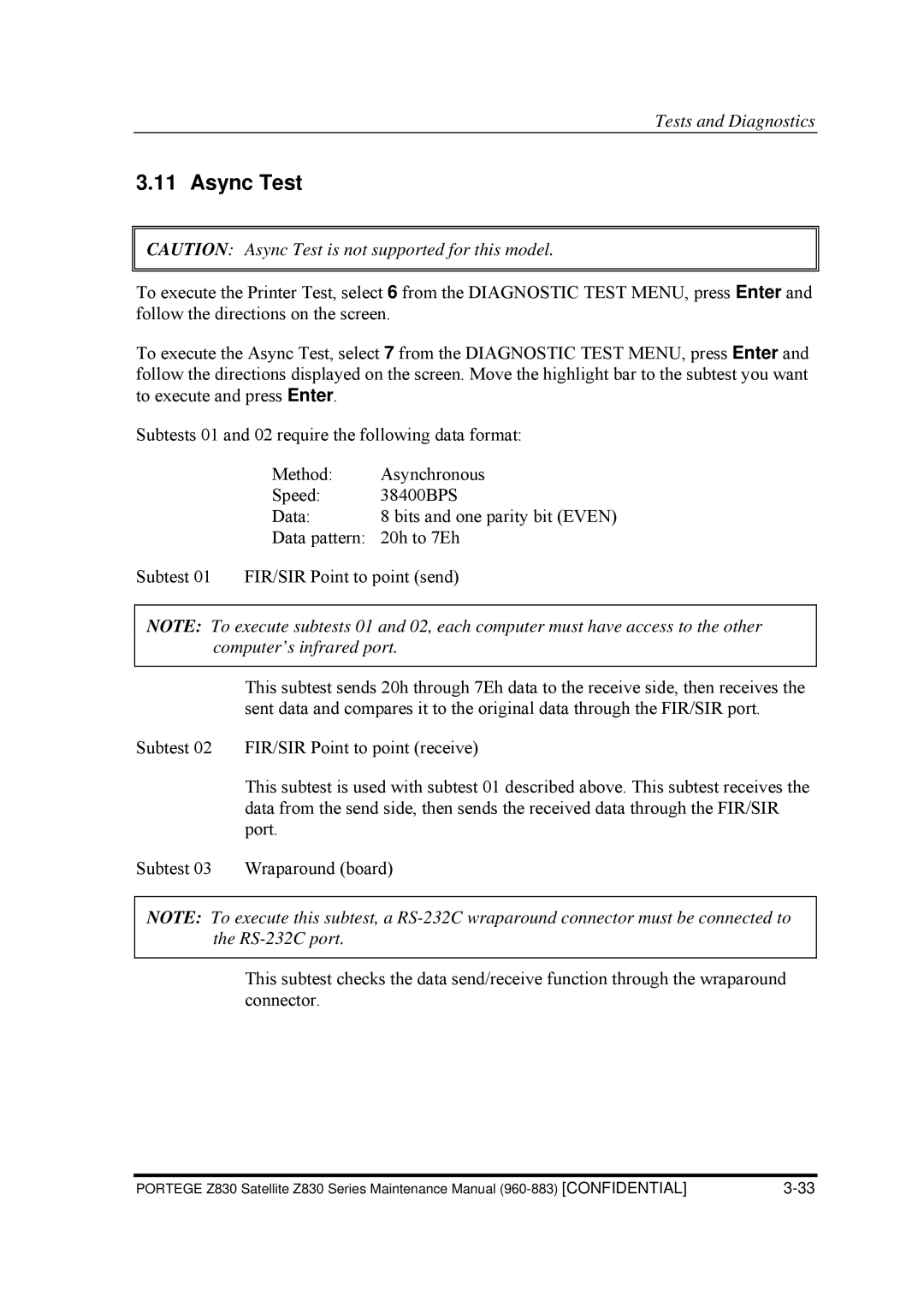 Toshiba Z830 manual Async Test 