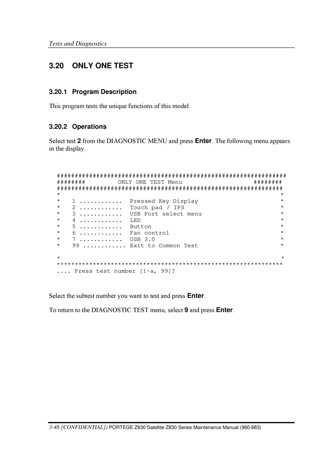 Toshiba Z830 manual Program Description, Operations 