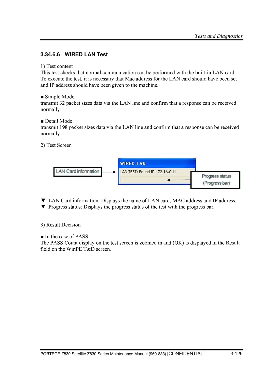 Toshiba Z830 manual Wired LAN Test 