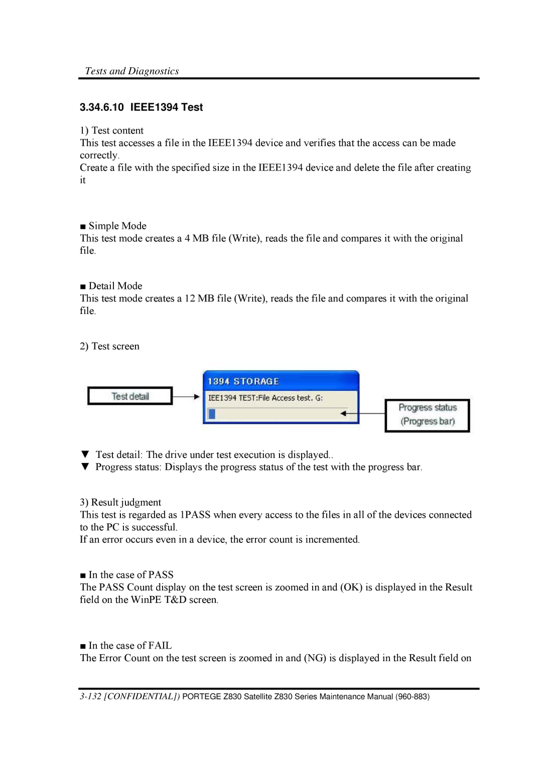 Toshiba Z830 manual IEEE1394 Test 