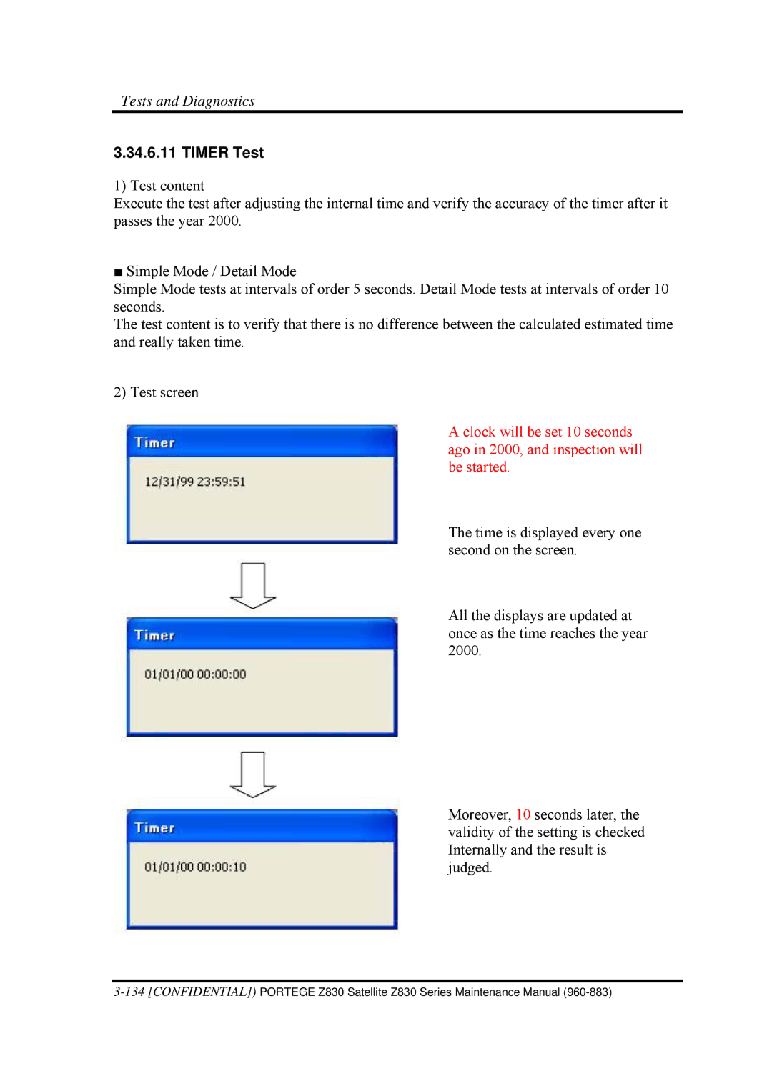 Toshiba Z830 manual Timer Test 