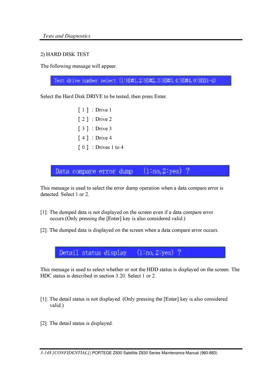 Toshiba Z830 manual Hard Disk Test 