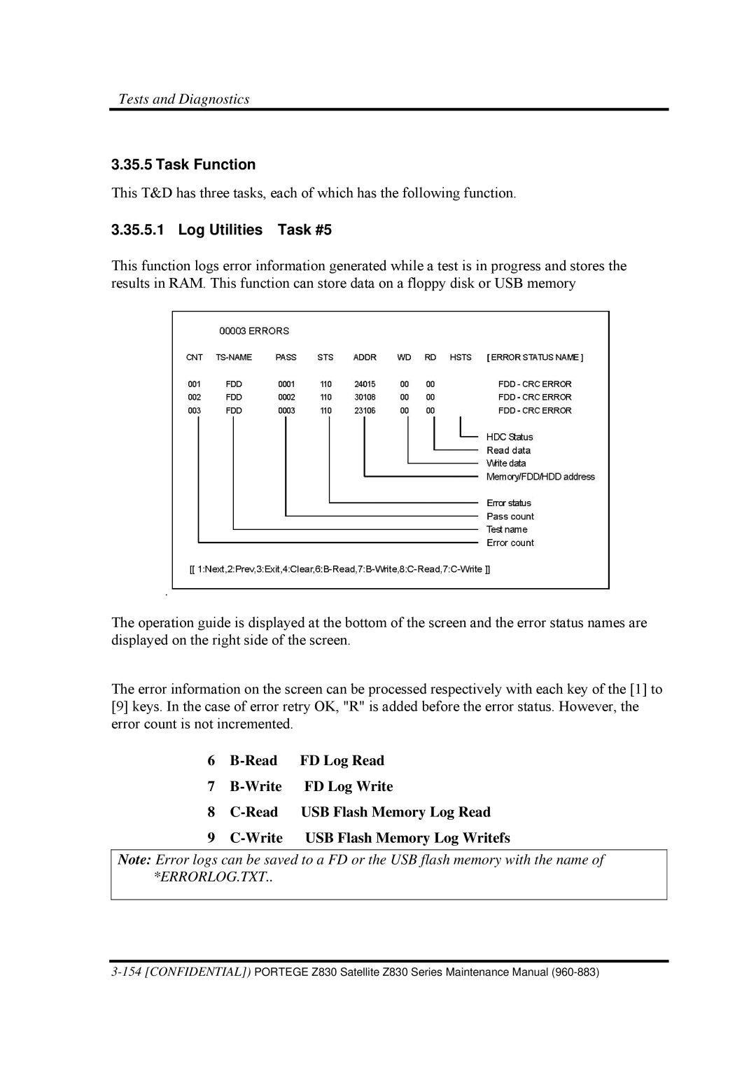 Toshiba Z830 manual Task Function, Log Utilities（Task #5） 