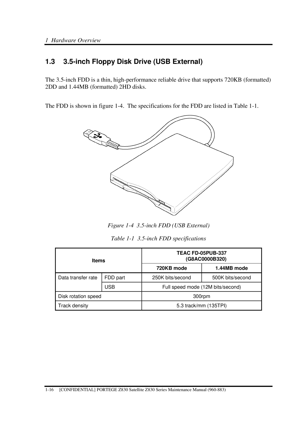 Toshiba Z830 manual inch Floppy Disk Drive USB External, inch FDD USB External 3.5-inch FDD specifications 