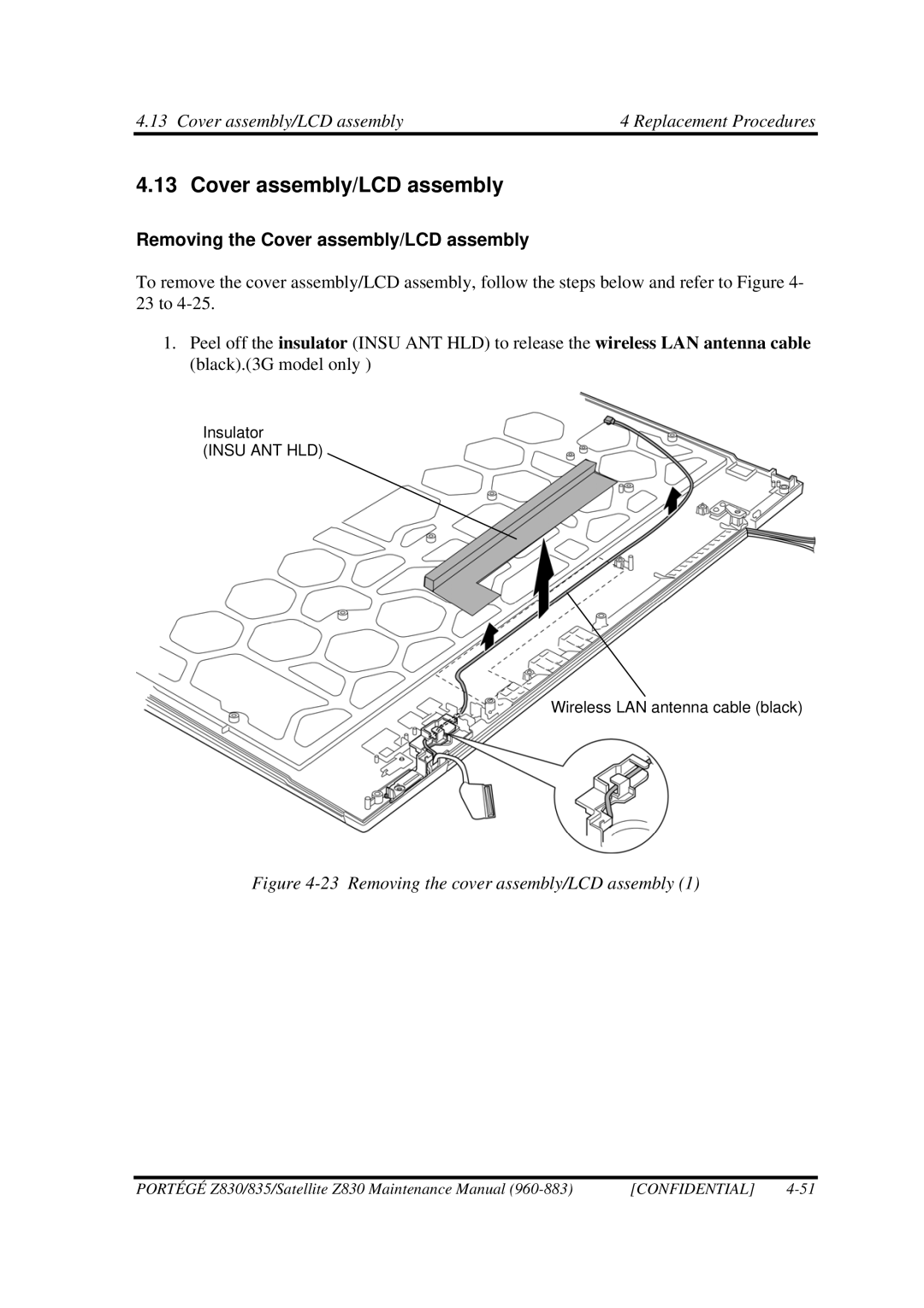 Toshiba Z830 manual Removing the Cover assembly/LCD assembly 