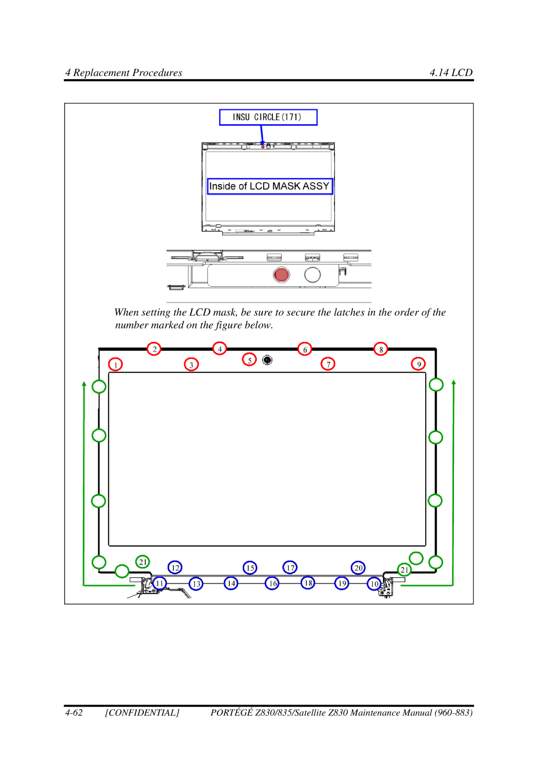 Toshiba Z830 manual Confidential 