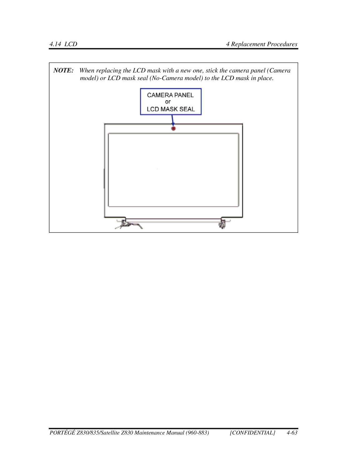 Toshiba Z830 manual 14 LCD 