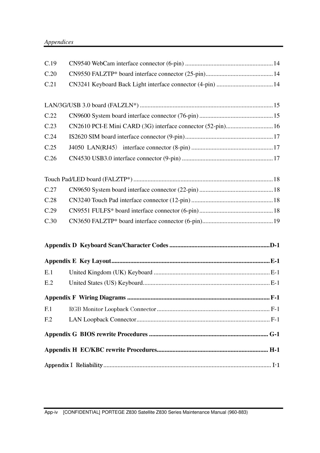 Toshiba Z830 manual Appendix D Keyboard Scan/Character Codes 