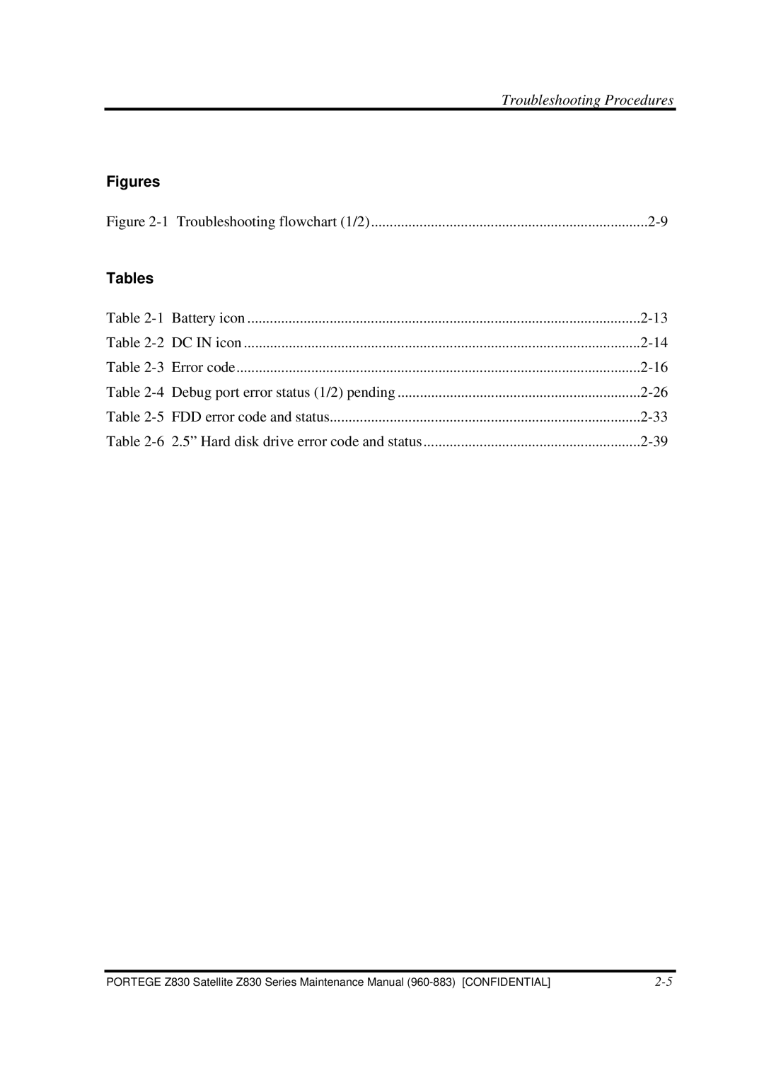 Toshiba Z830 manual Figures, Tables 