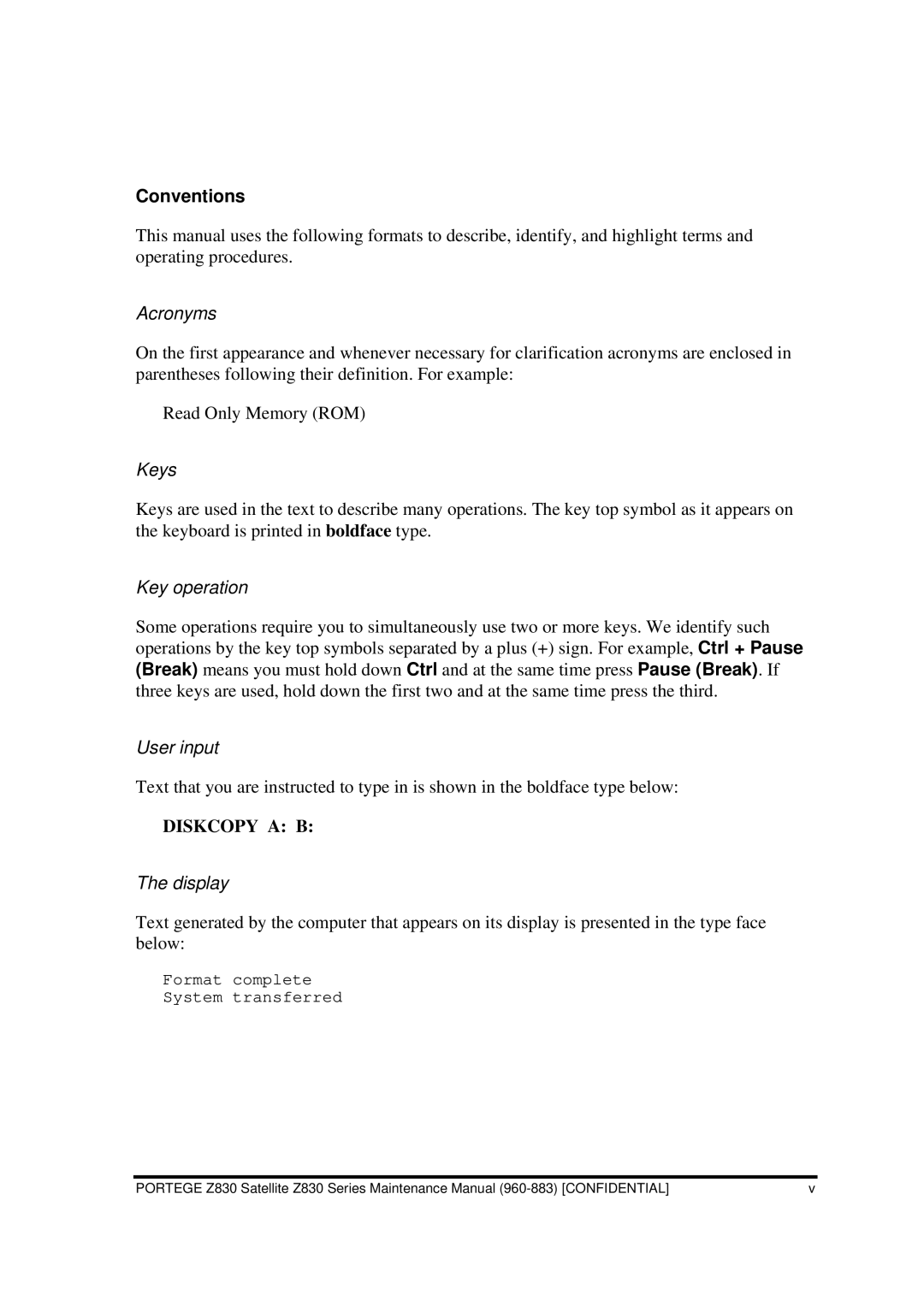 Toshiba Z830 manual Conventions, Acronyms 